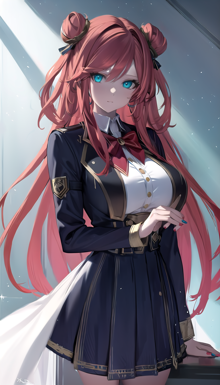 92795-294745620-hair rings,red hair,double bun,aqua eyes,very long hair,1girl,__red nails, school uniform,__(((masterpiece))), (((best quality)).png